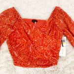 1. State 1.‎ STATE Orange Coral Paisley Sweetheart Smocked Top Cottagecore Medium New Photo 1