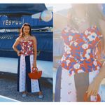 Hutch Anthropologie‎ x  NEW Strapless Ruffle Top US 8 Spring Fall Floral Photo 2