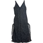 ZARA  Black Speckled Mesh Knit Midi Dress V-Neck Slip Lined – Size S Photo 2