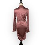 Louna Ruched Dress Women's Large Brown Jersey Knee Length Long Sleeve V Photo 4