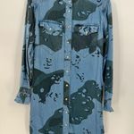 All Saints Kat Women's Camo Denim Mini Shirt Dress in Shades of Blue/Black Sz 0 Photo 0