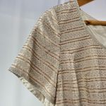 Oleg Cassini Blacktie  Silk Beaded Short Sleeve Blouse in‎ Cream Gold Size 8 Photo 1