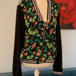 Bongo   Mesh Sleeve VARSITY Jacket Juniors Size L Large Zip Cardigan Floral Photo 0
