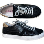 D.A.T.E. Curve Glitter Sneakers Women's 7 Black Leather Leopard Print Low Top Photo 0