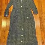 Knit Button Down Long Sleeve Dress Medium Pockets Lagenlook Artsy Black Size 40 Photo 0