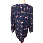 Simply Southern Dog Print Tunic Size S Navy Blue Pink Top Smocked Long Sleeve Photo 7