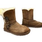 UGG  Azalea Charm Bailey Button Sheepskin Suede Shearling Winter Boots 6 Bohemian Photo 0