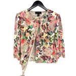 St. John  Embellished Metallic‎ Floral Jacquard Knit Cardigan 8 Evening Dressy Photo 1