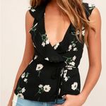 Lulus Build Me Up Buttercup Floral Top Sleeveless Wrap Blouse Photo 1