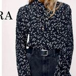 ZARA  NWT textured black & white long sleeve blouse Photo 1