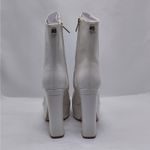 Guess Byra Platform Ankle Boots Women 7.5 Ivory Retro 70s Block Chunky Heel Gogo Photo 9