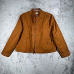 Garnet Hill  Jacket Womens Organic‎ Cotton Utility Full Zip Snap Button Brown 18 Photo 2