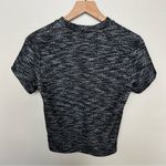 Free People Stretch Knit Textured Top Black Grey Hannah Tweed Short Sleeve Shirt Photo 7