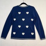 Lands' End  White Hearts Navy Cashmere Crewneck Super Soft Sweater Size Small 6-8 Photo 1