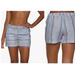 Helen Jon shorts women's large 100% linen blue white nautical stripe coastal NEW Photo 1