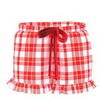 PINK - Victoria's Secret PINK VICTORIA’S SECRET Flannel Pajama Shorts  Red Pink Silver Plaid Ruffle SMALL Photo 11