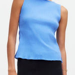 Madewell  Ribbed Sleevless Boatneck Tank Top Size L Cornflower Blue Minimalist Photo 0
