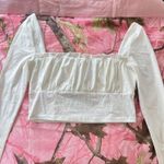 Princess Polly cottage core coquette white ruched long sleeve square neck milkmaid crop top Photo 1