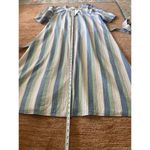 Wonderly NWT Striped Cotton Gauze Midi Dress Button Up Pastel Colors Belted Photo 4