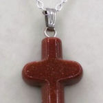 Vintage goldstone cross pendant on sterling chain Brown Photo 0