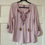 Chico's Chico’s Size 1 Embroidered Tassel Top in Pink Embroidery Tassels Medium Photo 1