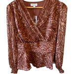 Sofia Jeans Women's Long Sleeve Ruched Waist Top Size Small Brown Photo 0