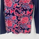 Lilly Pulitzer Women's Floral Paisley Print Long Sleeve Bailey Top Blue Pink XS Photo 5