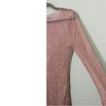 Free People NEW  Women's Pink Filter Finish Long Sleeve Metallic Mesh Size Small Photo 8