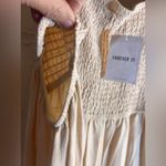 Forever 21  Cream Smocked Maxi Dress strapless side cutout summer stretch beach Photo 7