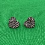 Rhinestone‎ Heart Stud Earrings Silver Tone Sparkly Small Jewelry Pierced Ears Photo 4