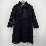 Tuckernuck NWT  Guipure Lace Daphne Dress Black Ruffle Neck Bow Back Size Small Photo 8