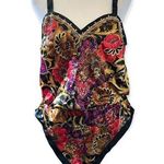 Vintage California Dynasty High Cut Floral Teddy Size Small Black Photo 0