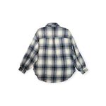 White Birch Plaid Button Down Shacket Women's Small Blue Tan Fuzzy Knit Photo 8