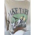 NWOT Fitz + Eddi Tan Oversized Cropped Lake Tahoe Graphic Tee Long Sleeve M/L Size M Photo 1