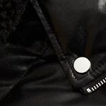 EXPRESS Black Faux Leather Fur Collar Belted Hem Puffer Moto Jacket Photo 9