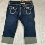 NWT LA Idol USA Embellished Cropped Jeans Dark Wash White Stitch Detail Size 7 Blue Photo 6