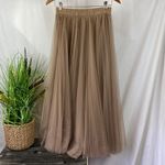 Elan  Tan Tulle Tiana Netted A Line Maxi Skirt S Photo 2