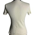 Beaded Short Sleeve Knit Top S Cream Scarf Bow Ribbed Polka Dots Photo 3
