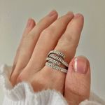 Boutique Silver Sparkly Multi Layered Four Shank Folded Ring “Nazarin” Pave Inset Rhinestone Jewelry Photo 12