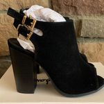 NEW IN BOX Black Strappy Peep Toe Mules Size 7 Photo 0