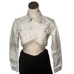 ZARA NWT  Women's Silver Metallic Shiny Cotton Crop  Jacket Bloggers Fave Photo 7