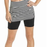 Coolibar Shorebreak Skirted Swim Shorts Womens Small Black White Stripe UPF 50+ Photo 0
