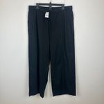 J.Crew Linen Blend Slim Wide Leg Drawstring Pant Pockets Black Minimalist 16 NWT Photo 3