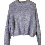 Chelsea and Violet C&V Fuzzy Knit Sweater Womens L Pastel Purple Cozy Textured Y2K Photo 0