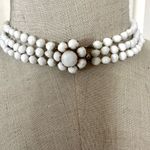 Vogue vintage white beaded triple strand choker necklace White Photo 13