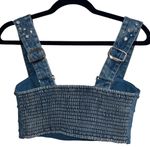 Show Me Your Mumu NEW NWOT  Shaina Rhinestone Embellished Crop Top Indigo Denim Photo 7