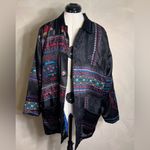 Chico's Womens 100% SILK Embroidered silk Lined Classic blazer Light Jacket|Sz:1 Photo 4