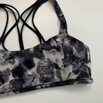 Lululemon Sports Bra Free To Be Zen Strappy Athletic Abstract Floral Black Grey Photo 1