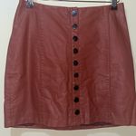 Free People Womens  Maisie Button Vegan Leather Skirt Double Dare Burgundy Photo 1