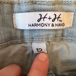 Distressed Denim Jean Shorts Raw Hem Y2K Boho Festival Grunge Light Wash Sz 12 Blue Photo 6